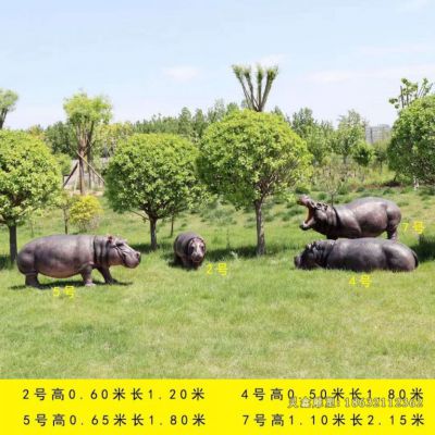 动物河马公园铜雕