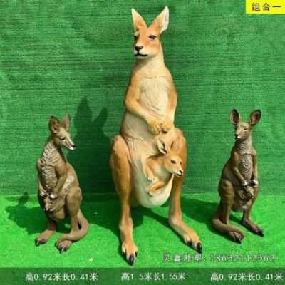 母子袋鼠动物铜雕