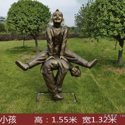 跳马小孩公园铜雕