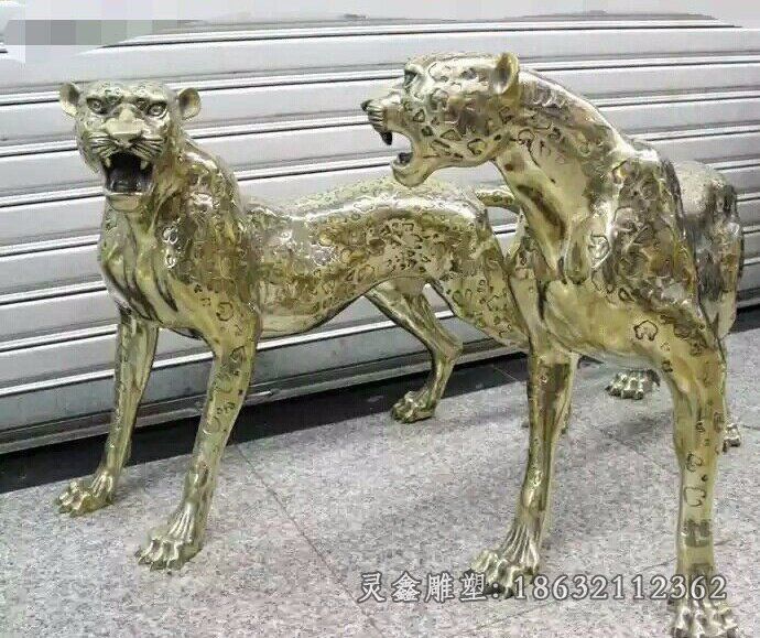 不锈钢城市豹子动物雕塑