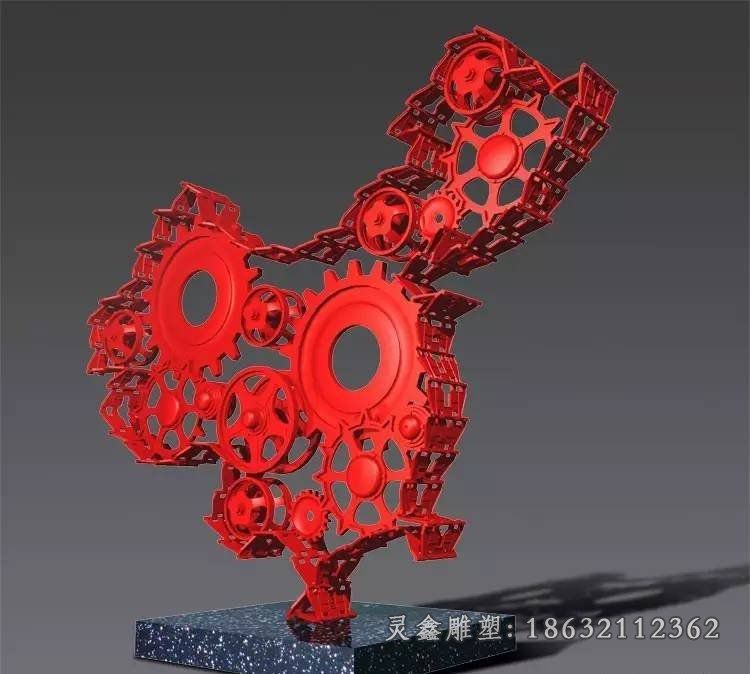 不锈钢城市红色齿轮雕塑