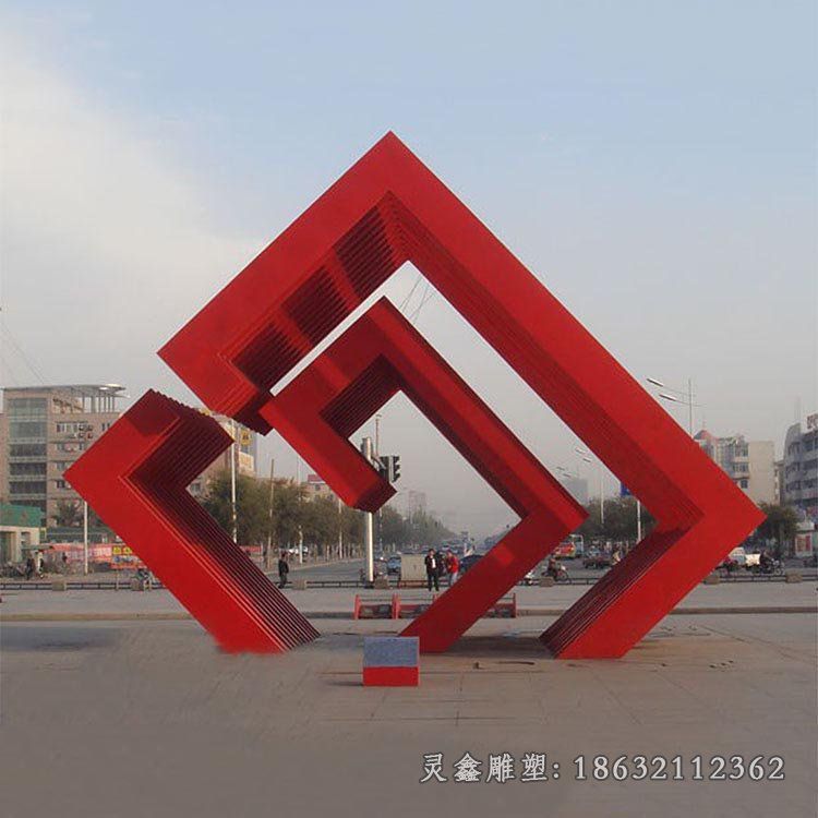 不锈钢彩绘相框景观雕塑