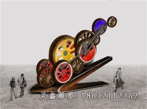 不锈钢彩绘齿轮景观雕塑