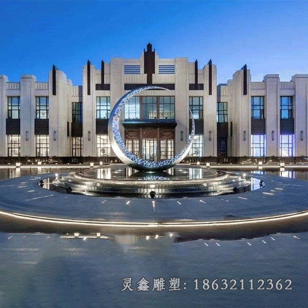 不锈钢月亮酒店景观雕塑