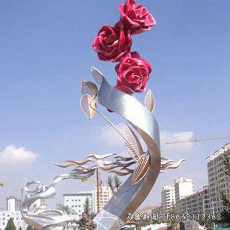 不锈钢广场花朵景观雕塑