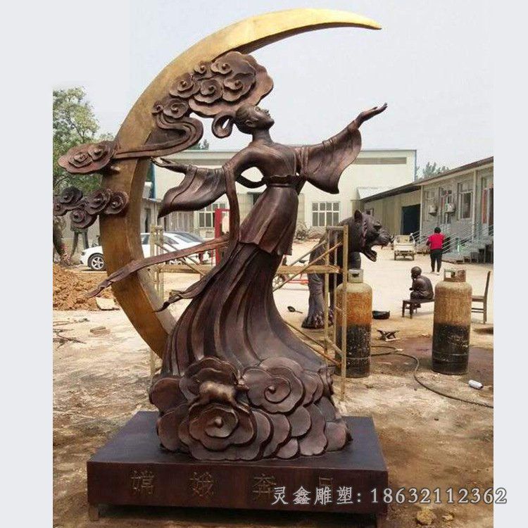 嫦娥奔月铜雕,神话人物