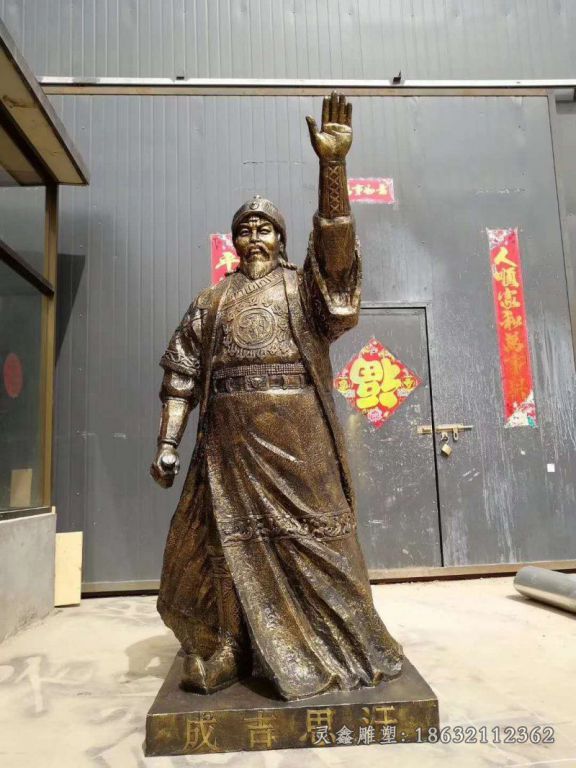 成吉思汗挥手人物铜雕