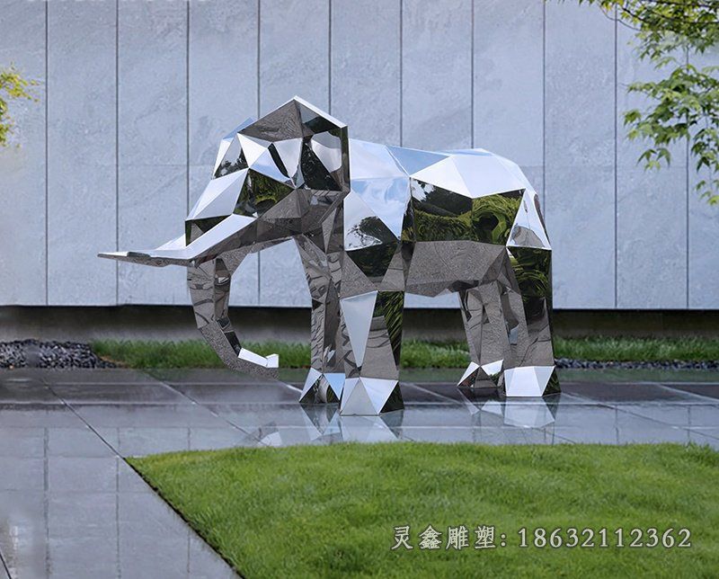户外不锈钢大象雕塑