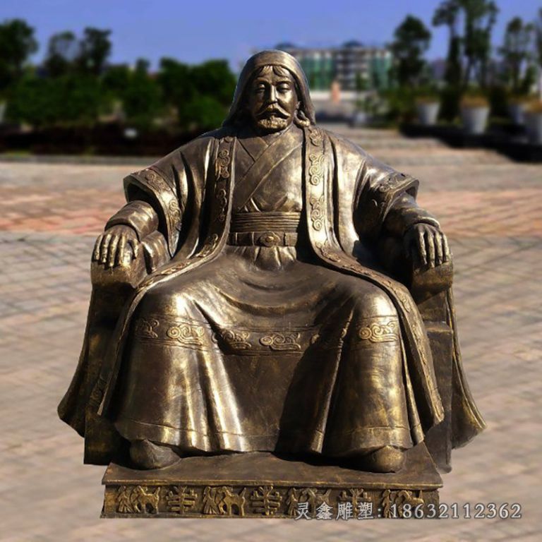 成吉思汗坐立人物铜雕