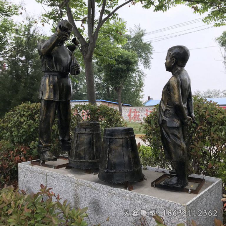 街头打酱油人物铜雕