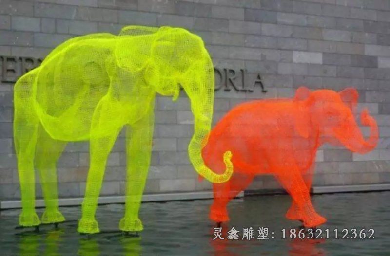 不锈钢大象镂空动物雕塑
