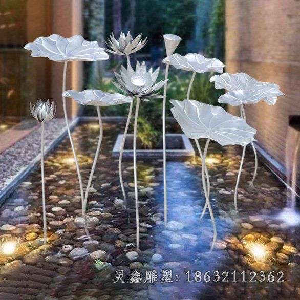 户外不锈钢荷花雕塑