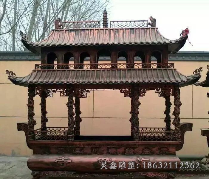 户外寺庙方形香炉铜雕