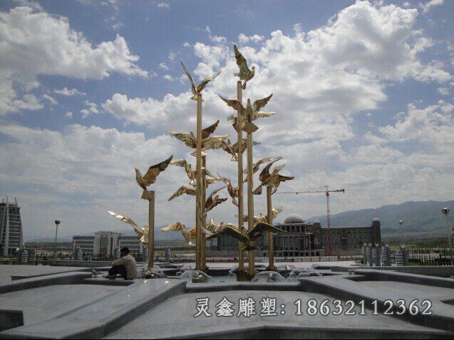 广场不锈钢鸽子动物雕塑