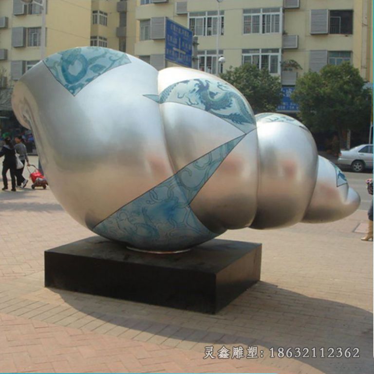 户外不锈钢海螺动物雕塑