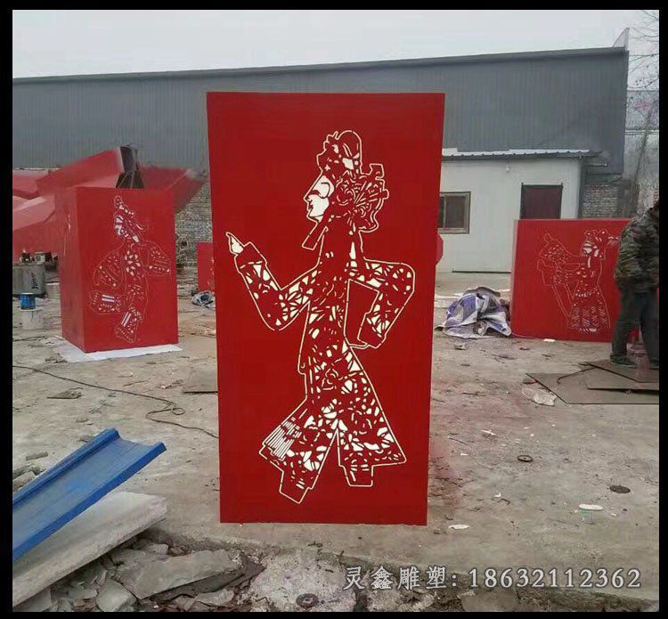 小区不锈钢皮影戏雕塑