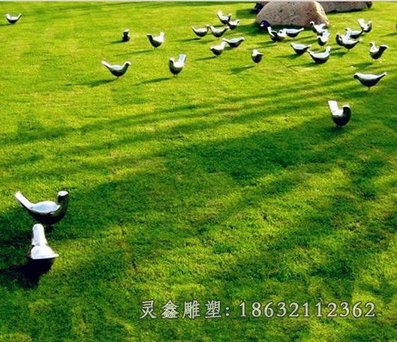 园林不锈钢鸽子动物雕塑