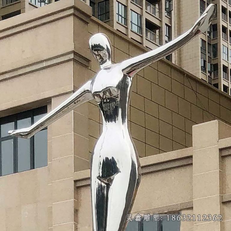 小区不锈钢舞蹈人物雕塑