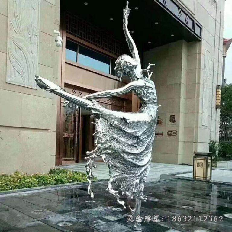 室外不锈钢舞蹈人物雕塑