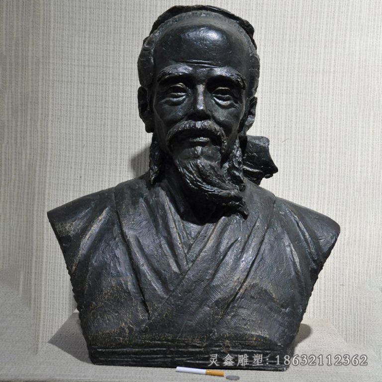 户外华佗头像人物铜雕
