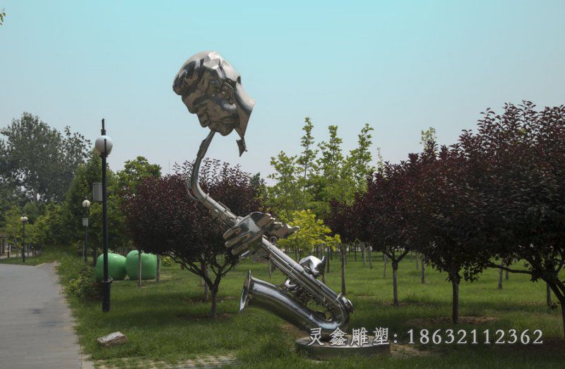公园不锈钢萨克斯雕塑