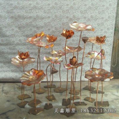 城市锻造荷花荷叶造型铜雕