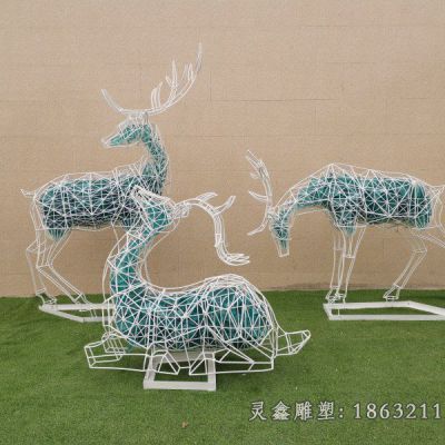 小区不锈钢鹿动物雕塑 